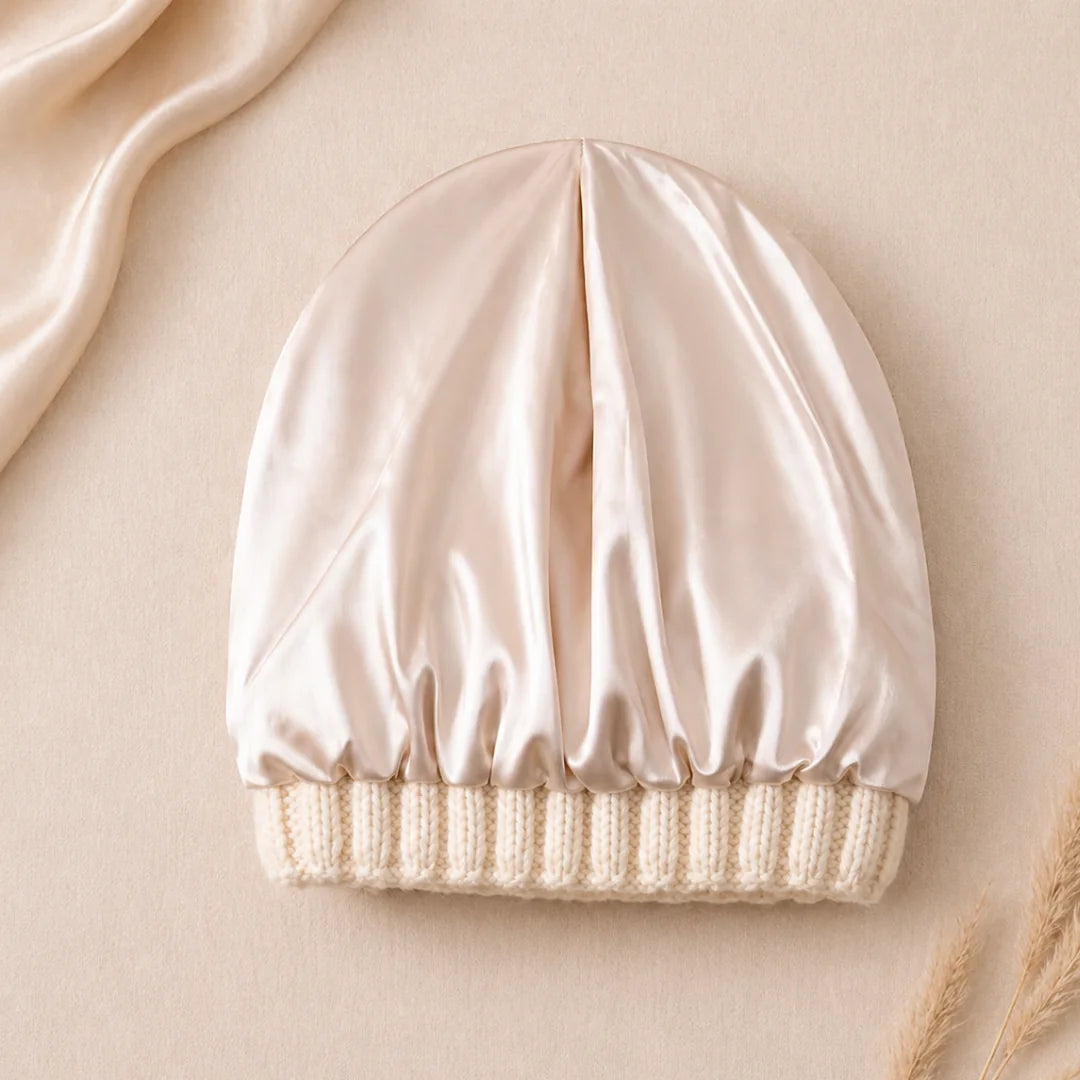 Líora Satin Silk Beanie — satin side product shot